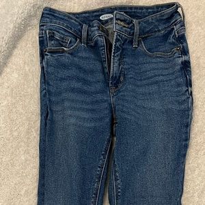 old navy medium/ dark wash high waisted skinny jeans - size 0